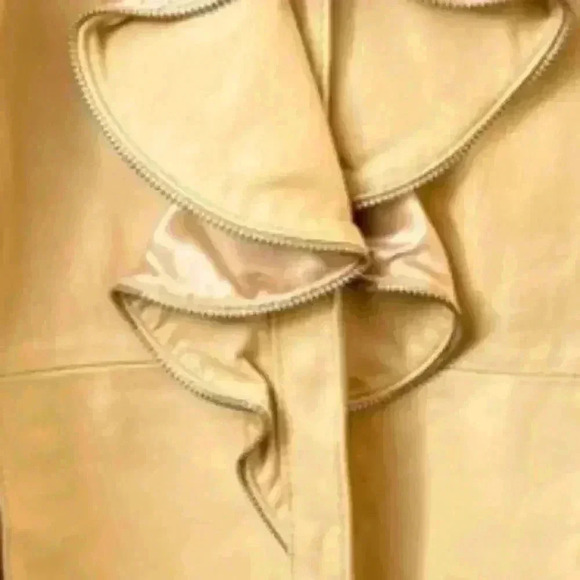 Bradley Bayou Yellow Ruffled Leather Jacket Womens Sz 1X NWT "New Vintage" - Picture 10 of 10